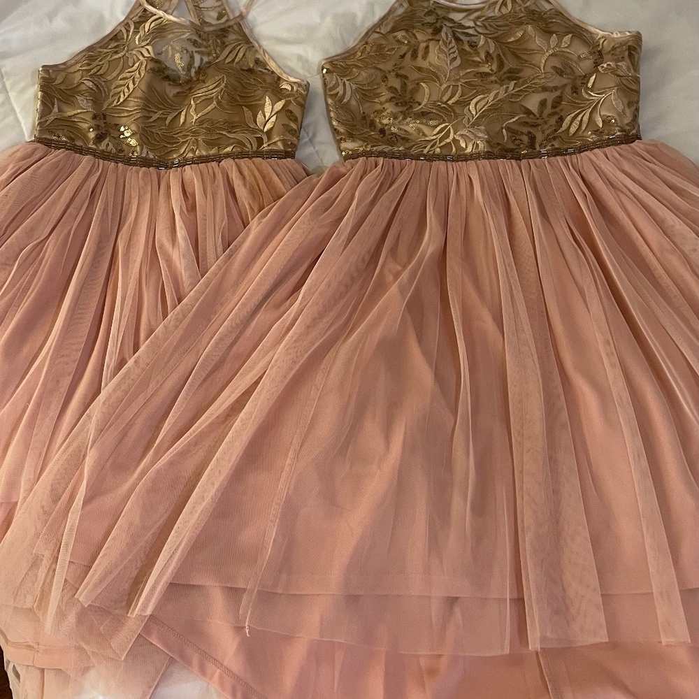 Rare Edition pink and gold formal dresses